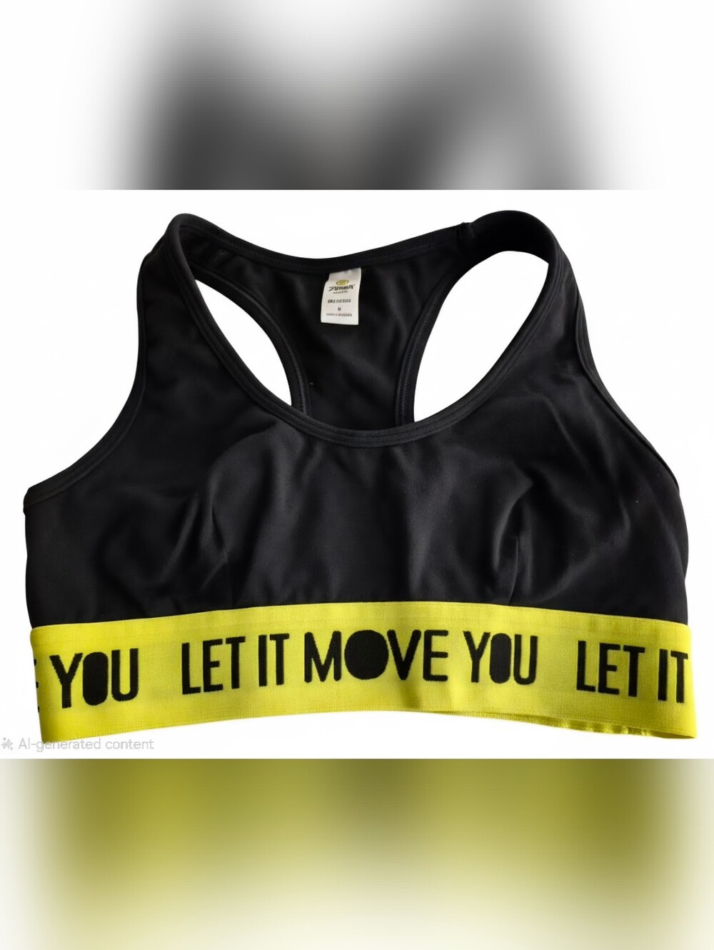 Zumba Fitness Black & Neon Yellow 'Let It Move You' Racerback Sports Bra